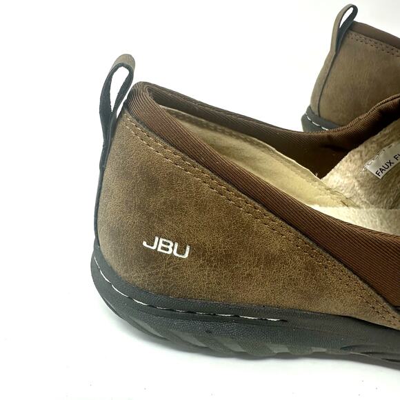 Jambu Size 8.5 Slipper Brown Flat Clog Slip On Treaded Leather Sherpa Lined Warm - Picture 5 of 8